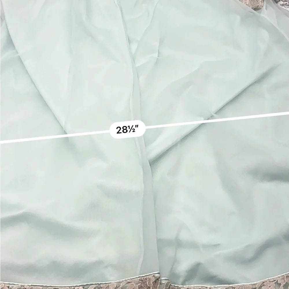 Vintage 1960s pale blue chiffon peignoir nightgown robe delicate lace sleeves - Picture 14 of 15